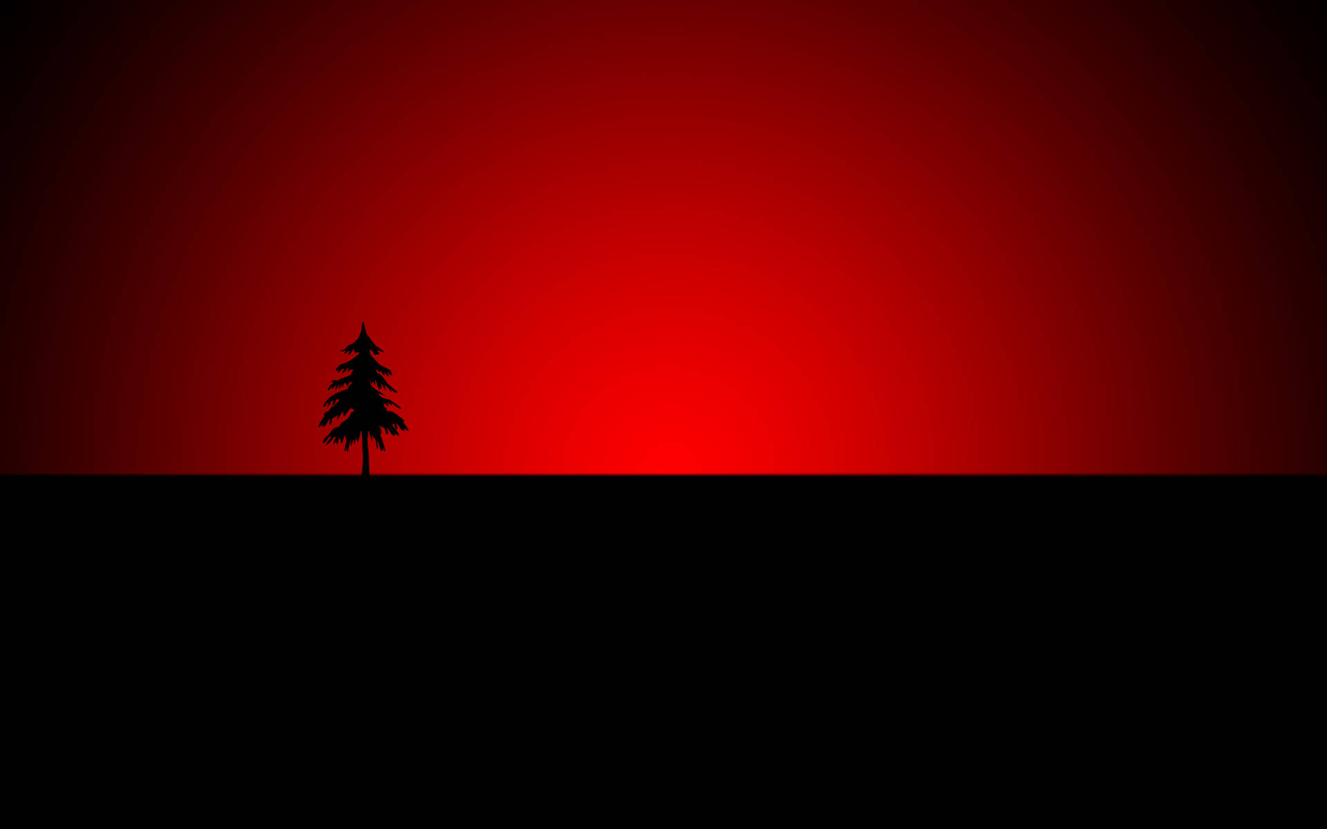 A Tree Silhouetted Against A Red Sky Wallpaper