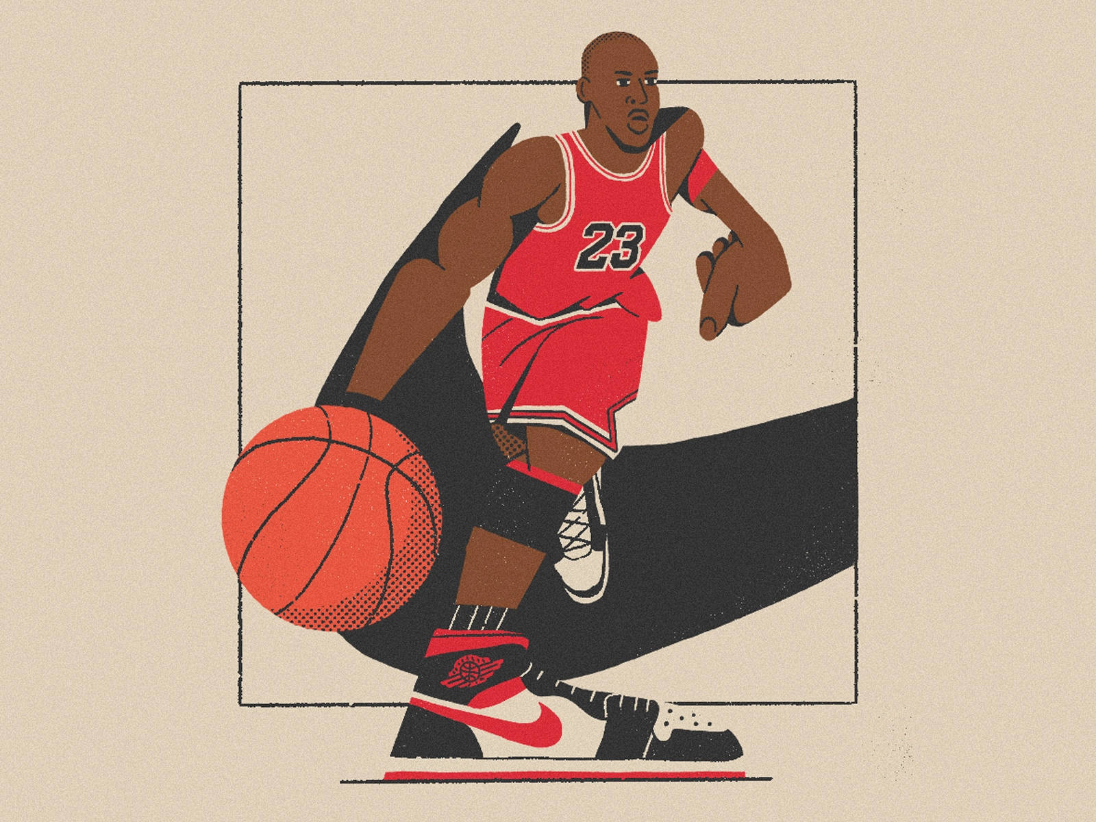 Cool Retro Style Dribbling Michael Jordan Wallpaper