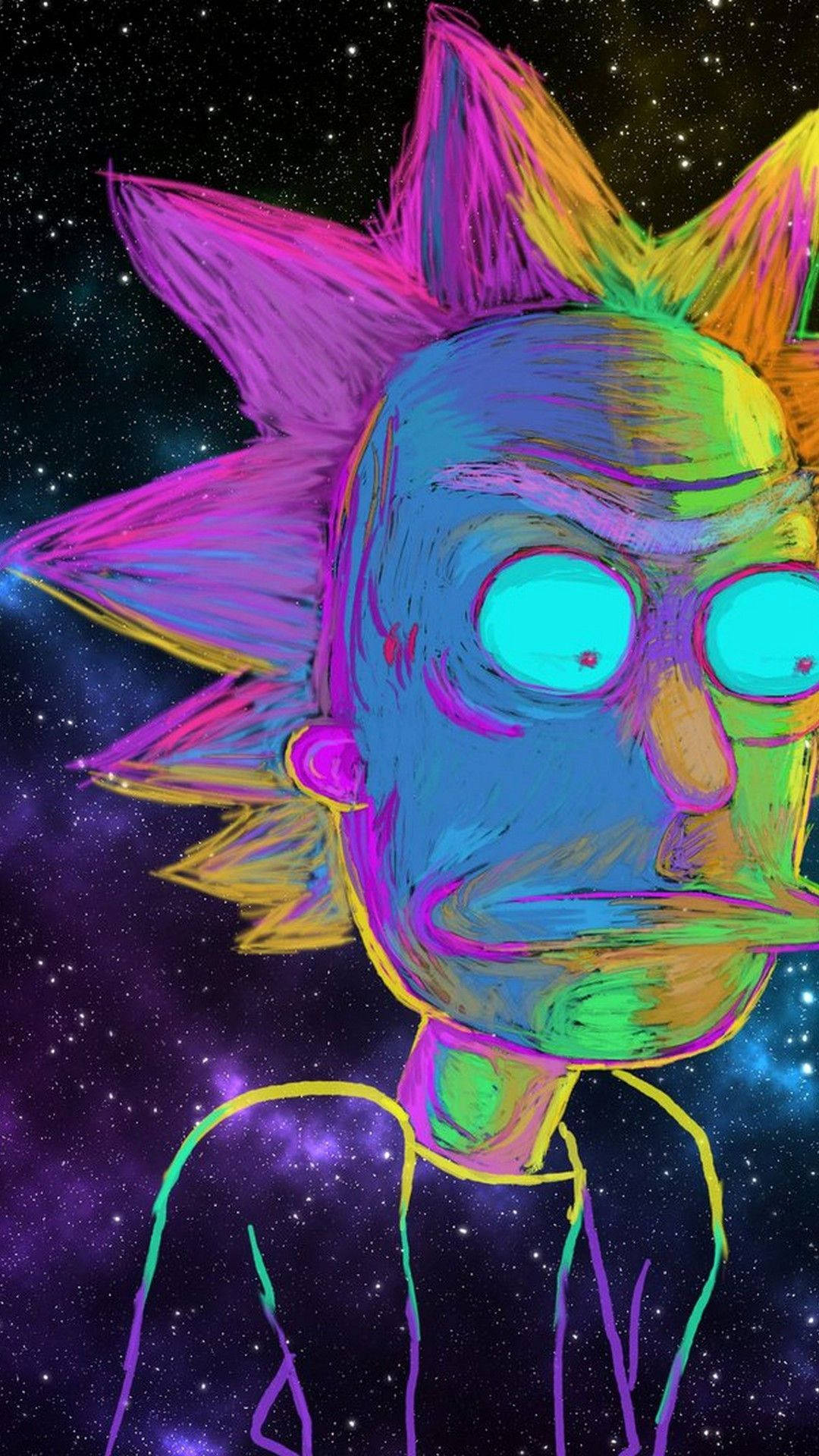 Cool Rick And Morty Neon Portrait