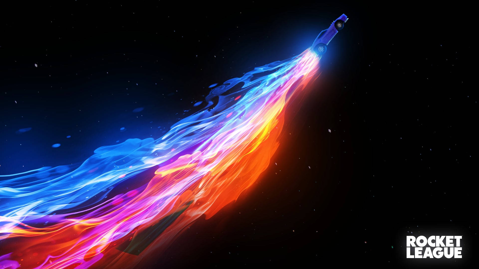 Cool Rocket League Flame Rainbow Car Wallpaper