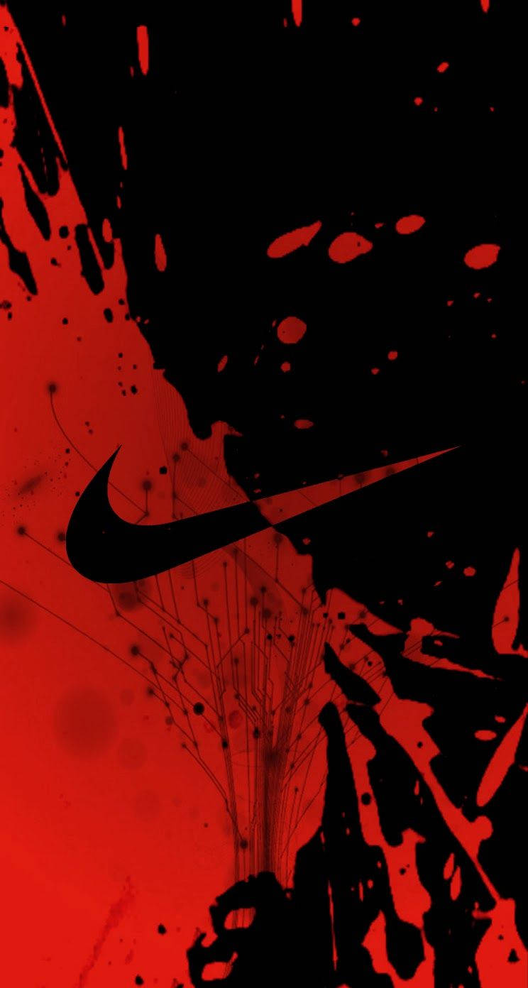 Cool Rød Og Svart Nike Emblem Wallpaper