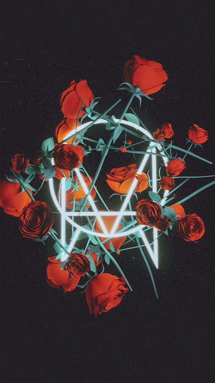A Neon Rose With A Black Background Wallpaper
