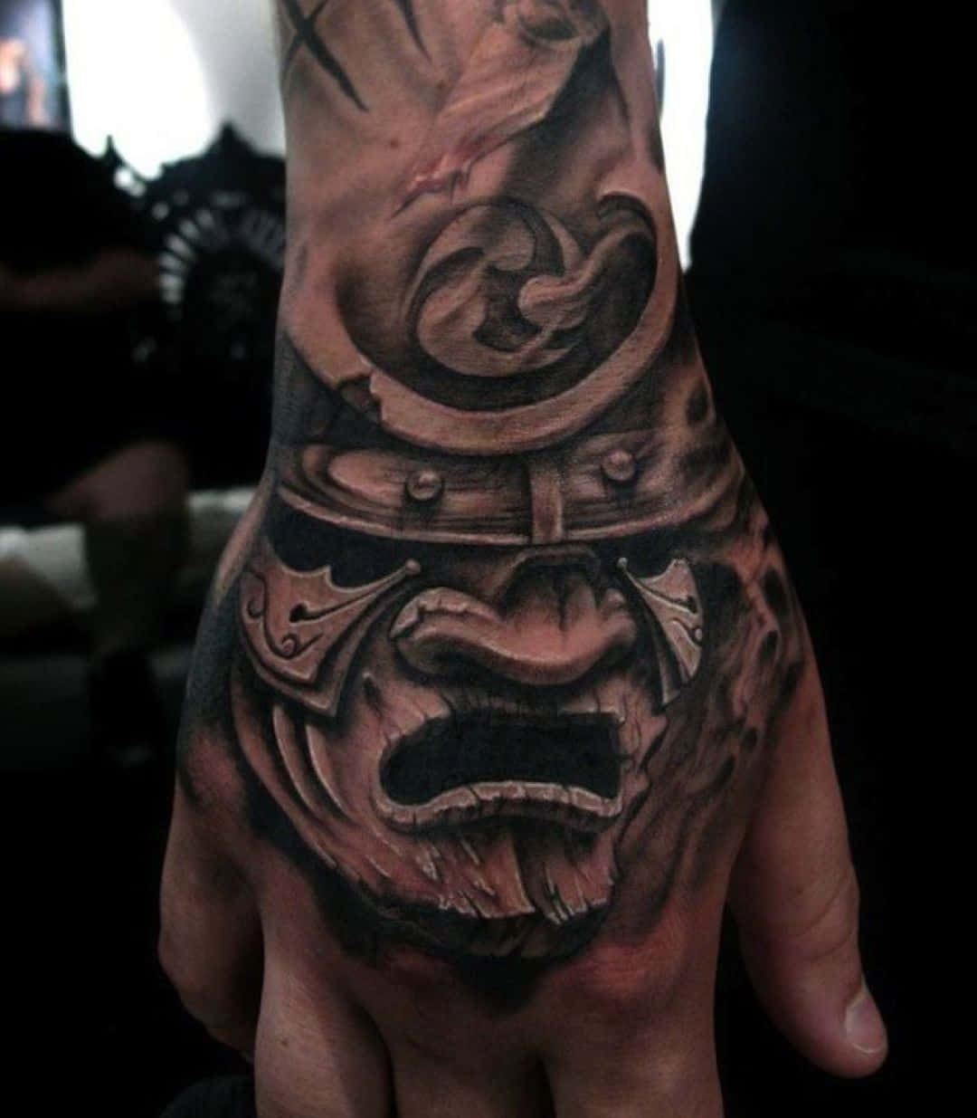 Cool Samurai Mask Hand Tattoo Wallpaper