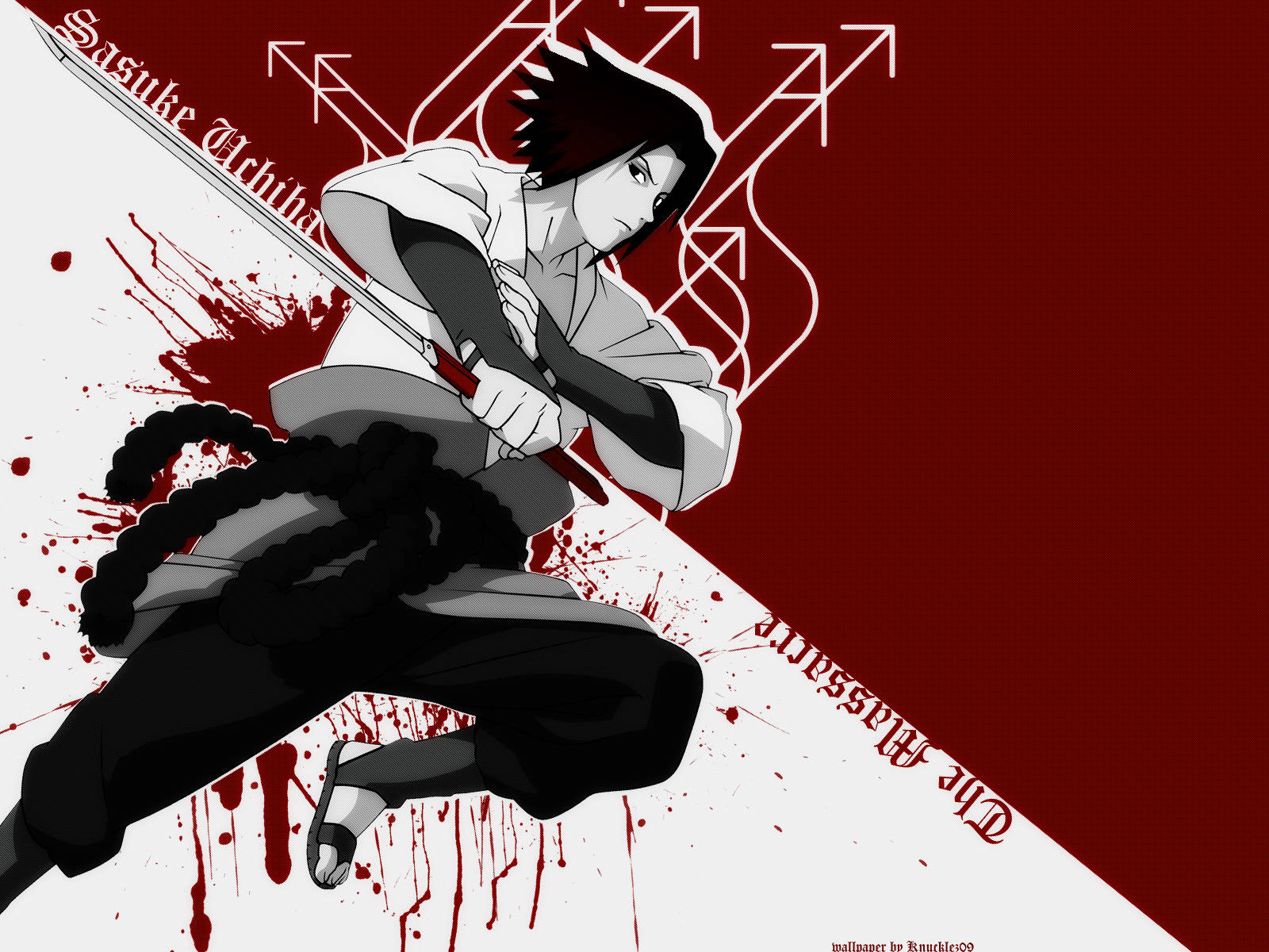Sjov Sasuke Blood Splatter Tapet Wallpaper