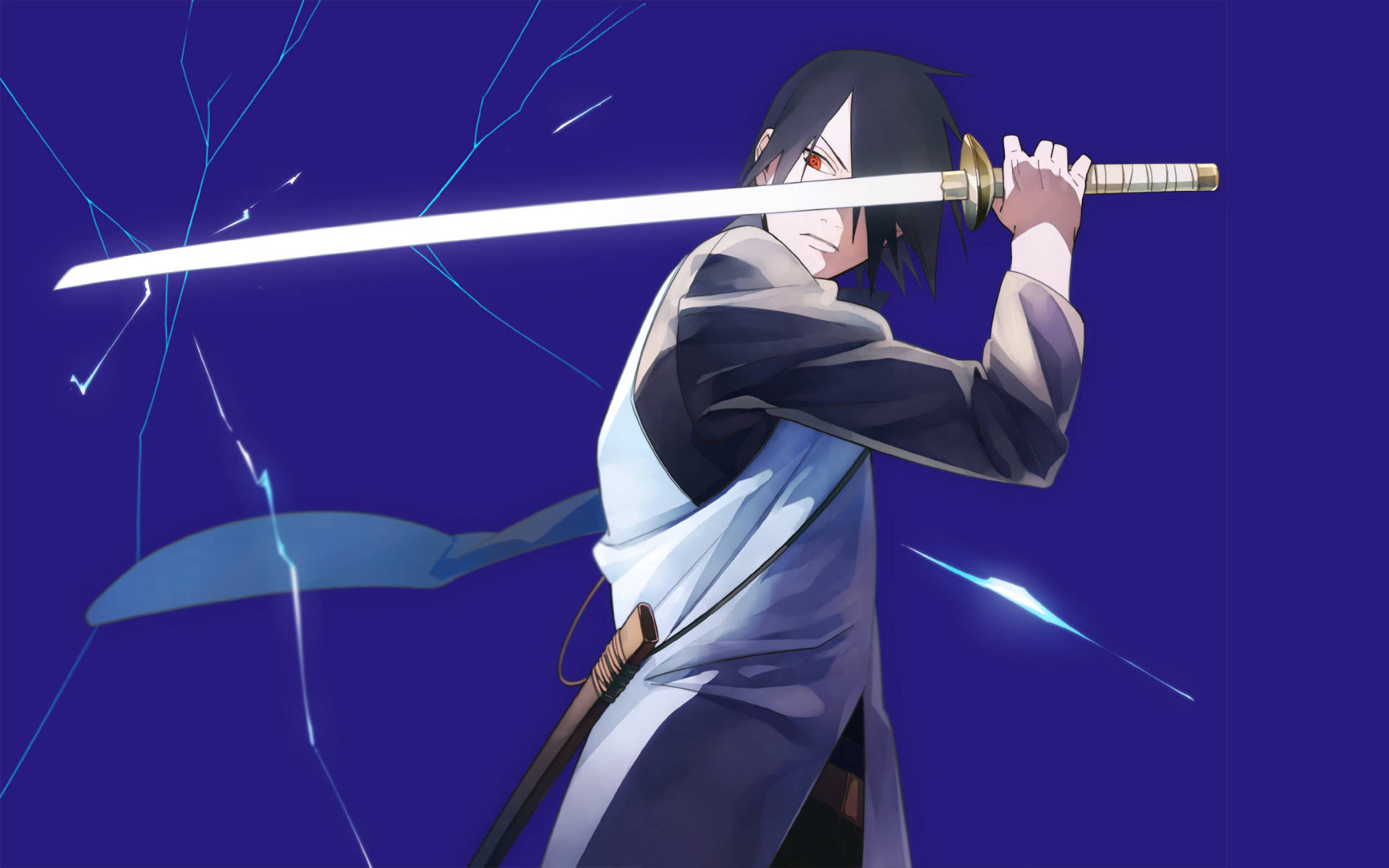 Cool Sasuke In Boruto With Sword Background