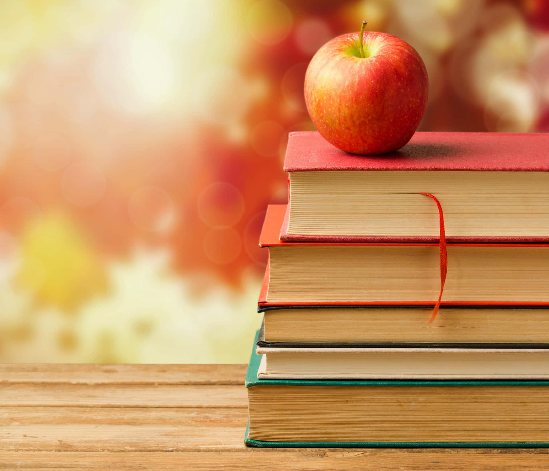 Cool School Book Stack And Apple Wallpaper