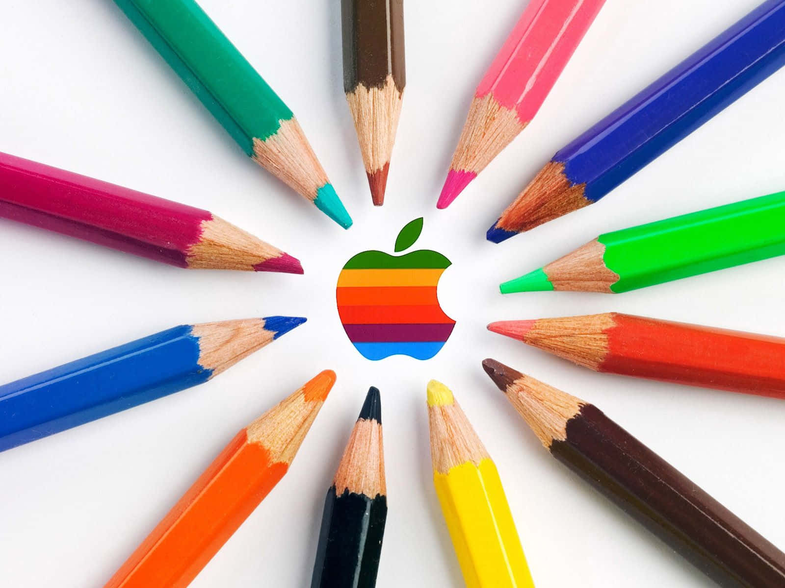 Cool School Colored Pencils Apple Logo Colorful Wallpaper
