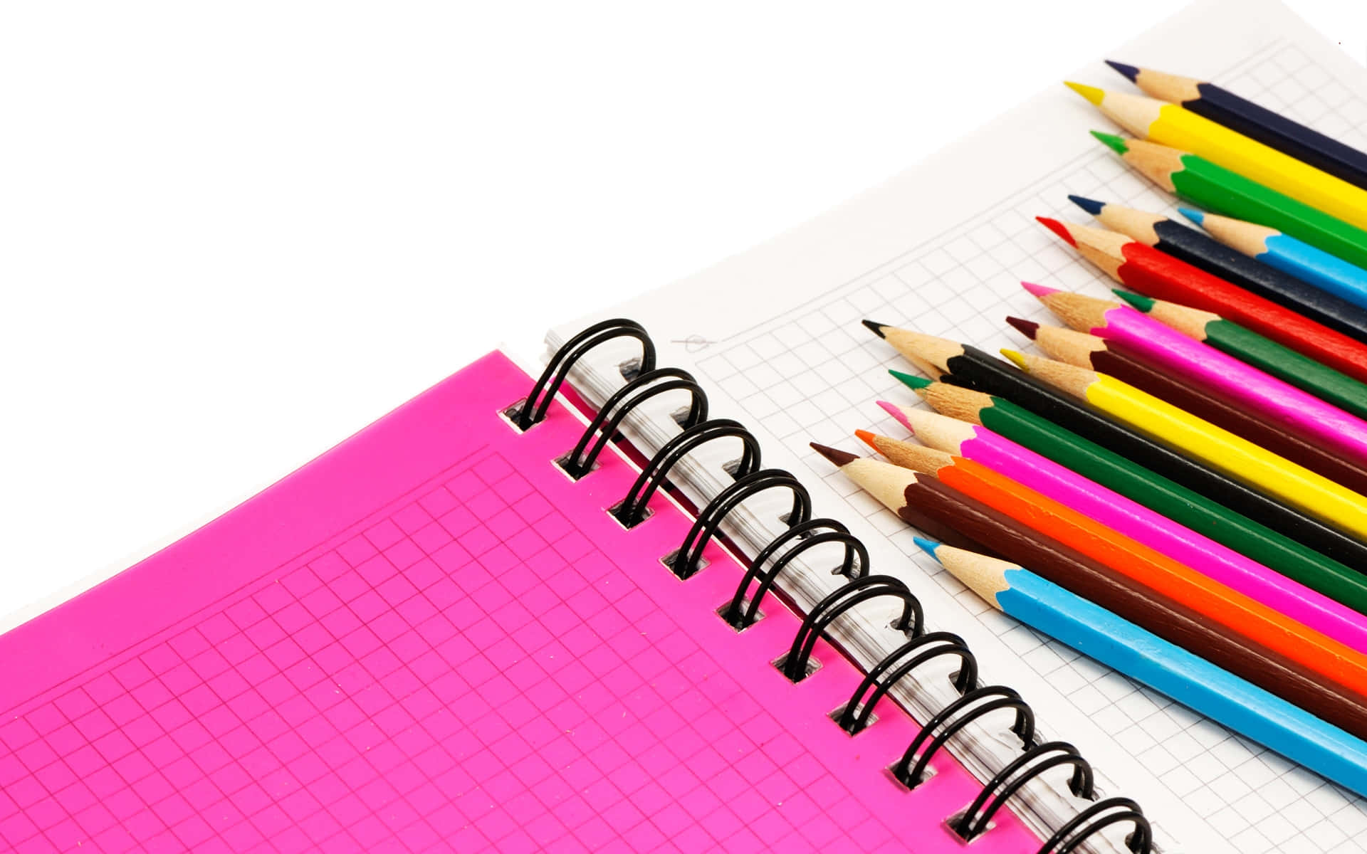 Cool School Notebook And Colored Pencils Wallpaper