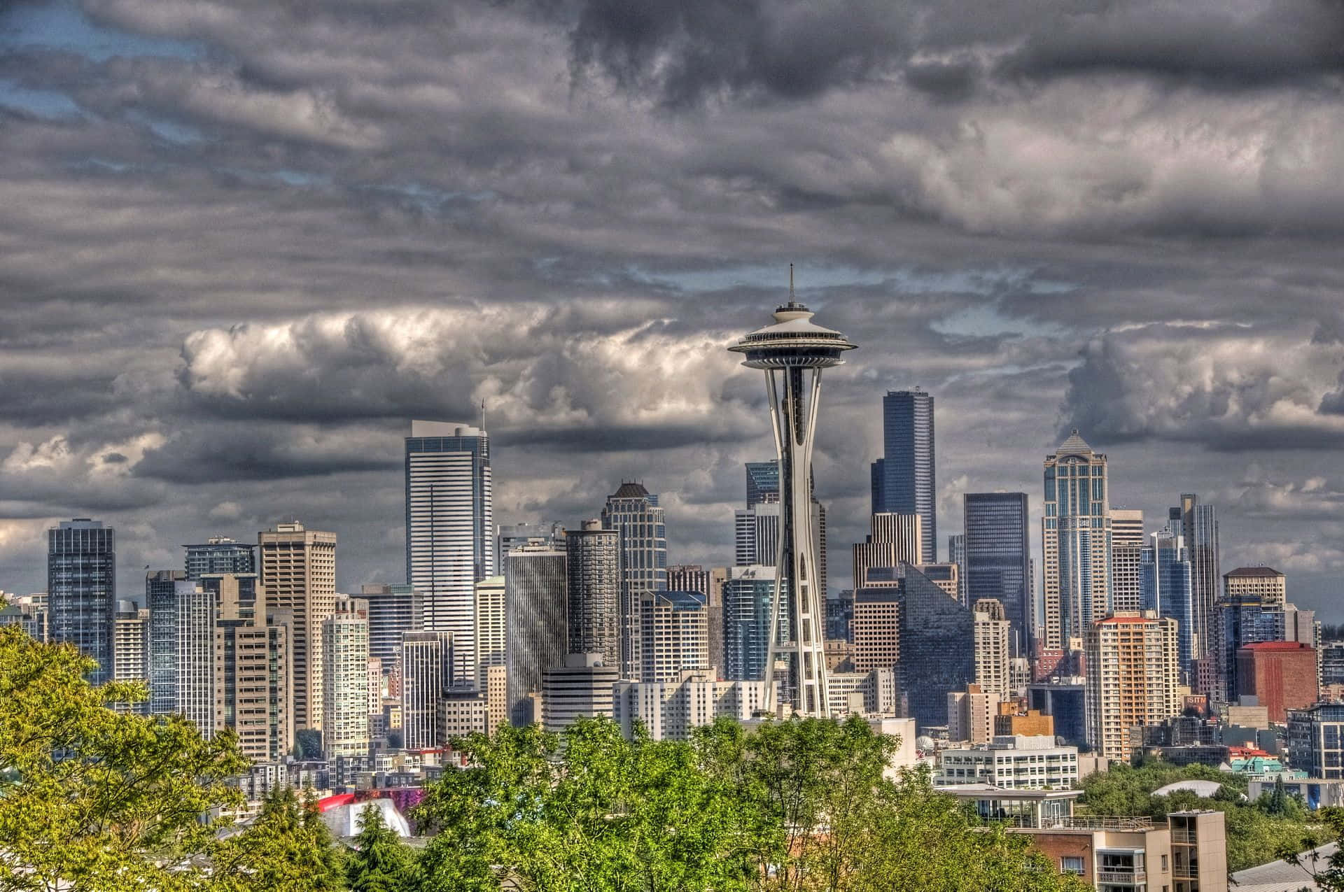Skylineaffascinante Di Seattle Sfondo