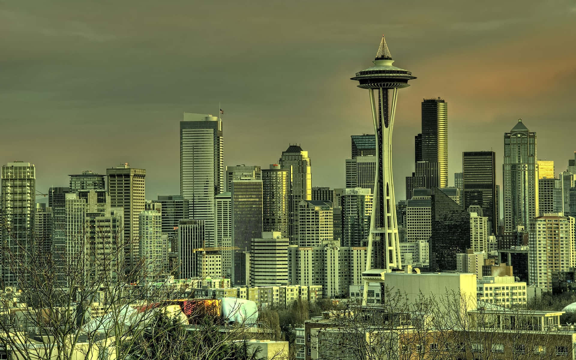 Seattlestadtbild Bei Sonnenuntergang Wallpaper