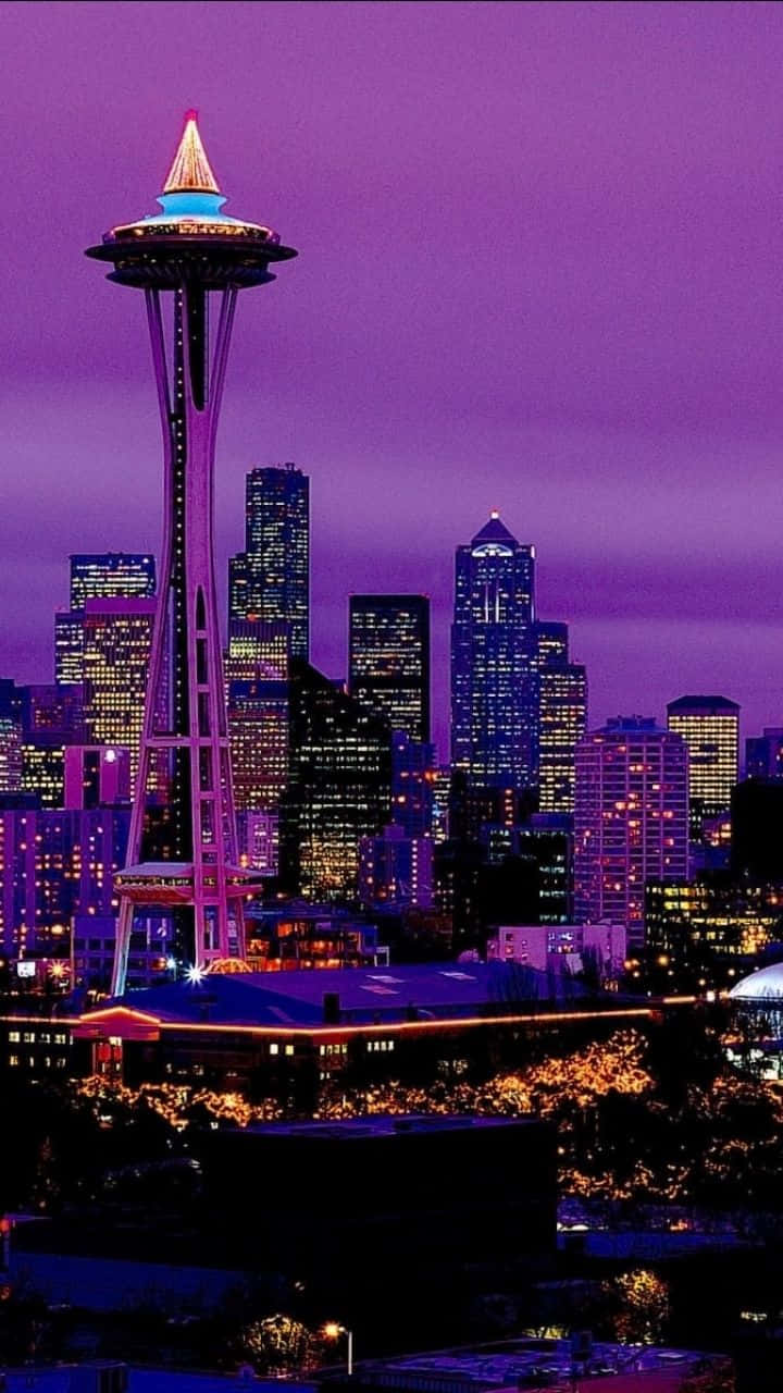 Cool Seattle In Purple Aesthetic Wallpaper