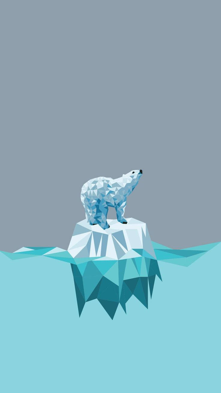 Refrescantey Sencillo Oso Polar Sobre Hielo. Fondo de pantalla