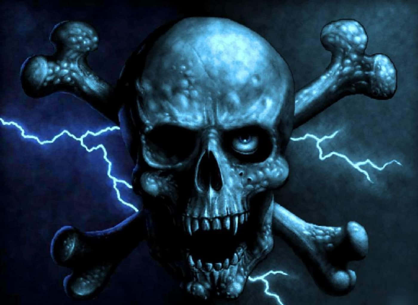 A Skull With Lightning Bolts On It