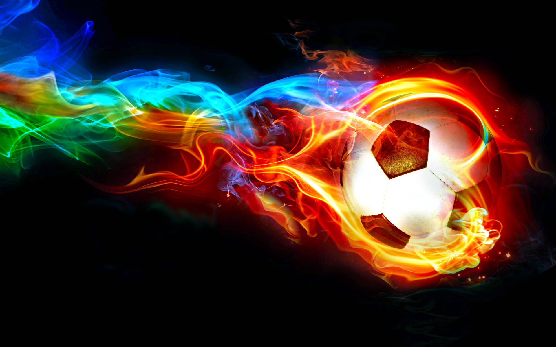 Cool Soccer Desktop Blue Green Flames Wallpaper