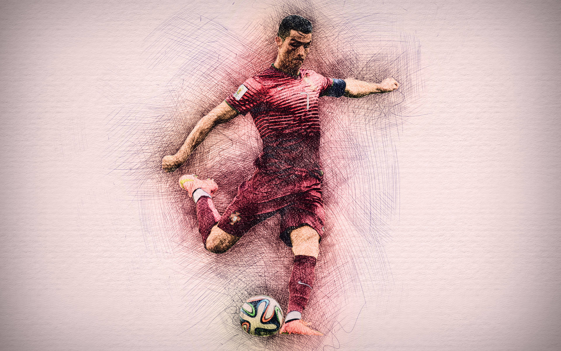 Cool Soccer Desktop Glowing Red Ronaldo Wallpaper