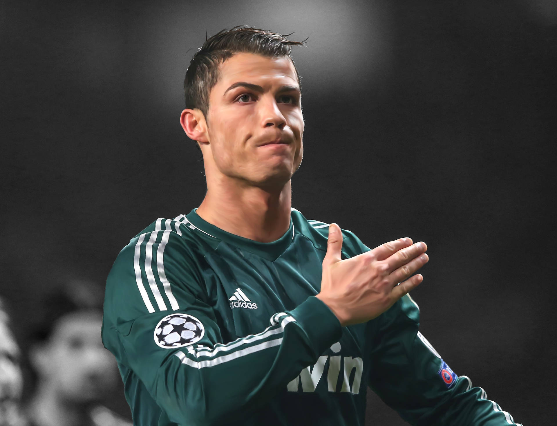 Coolfotbollsskrivbord Ronaldo Hand Wallpaper