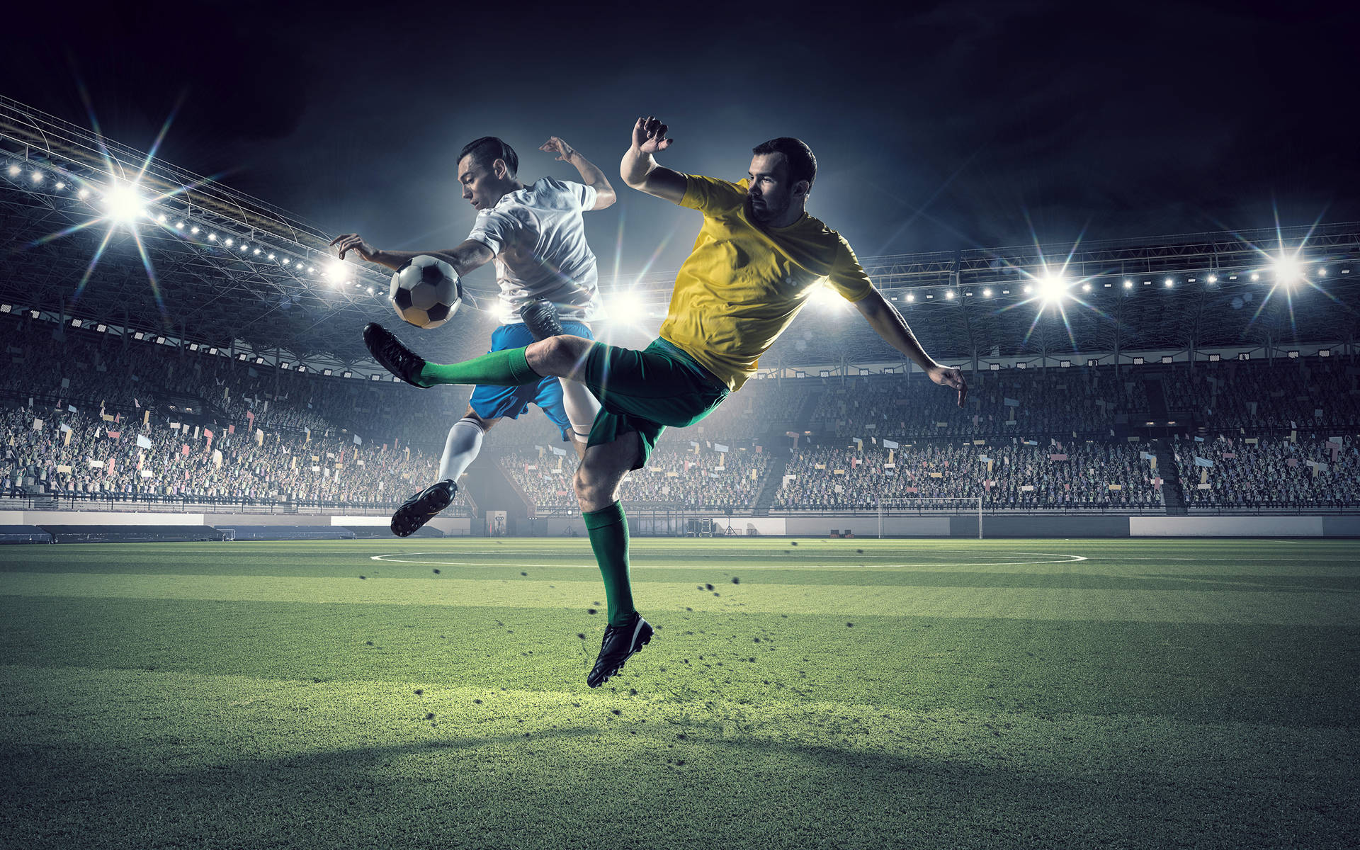 Cool Soccer Desktop Two Players Defend Wallpaper