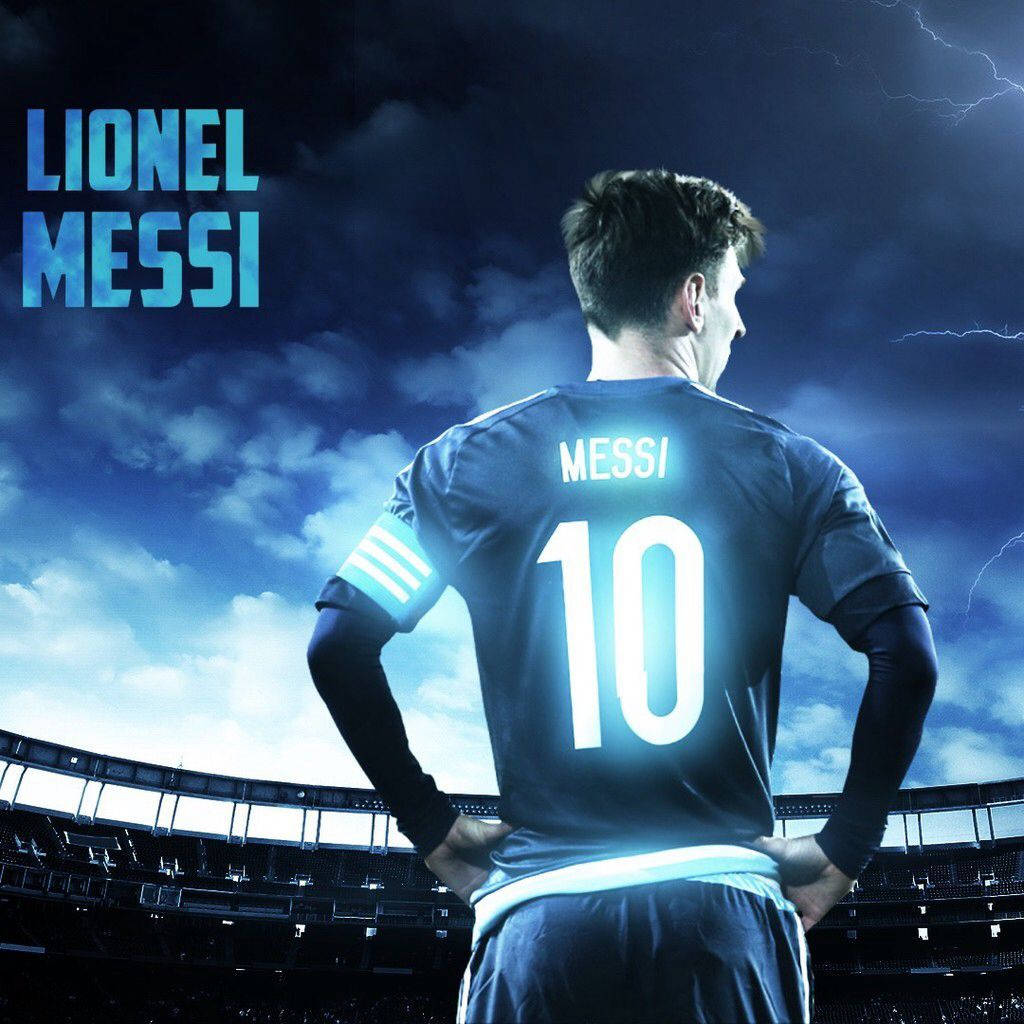 Cool Soccer Messi Blå Æstetik Wallpaper