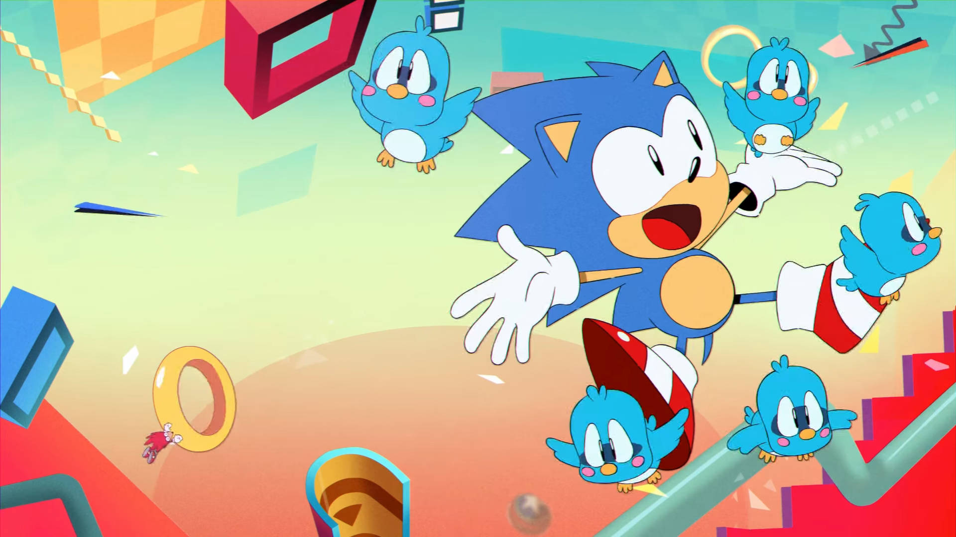 Sonic the Hedgehog, dashing through the virtual world. Wallpaper