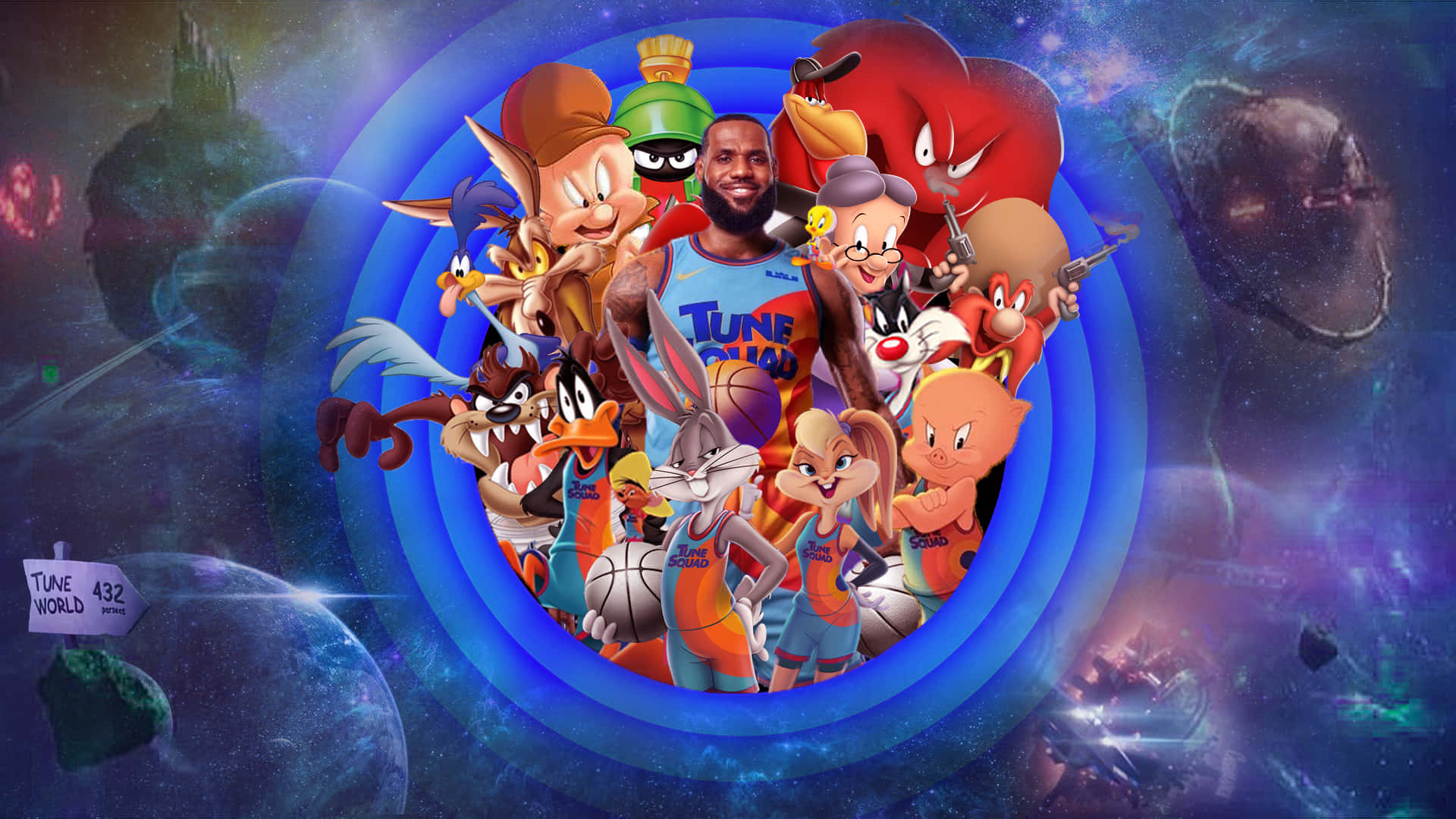 Shoot Hoops Above the Atmosphere with Cool Space Jam Wallpaper