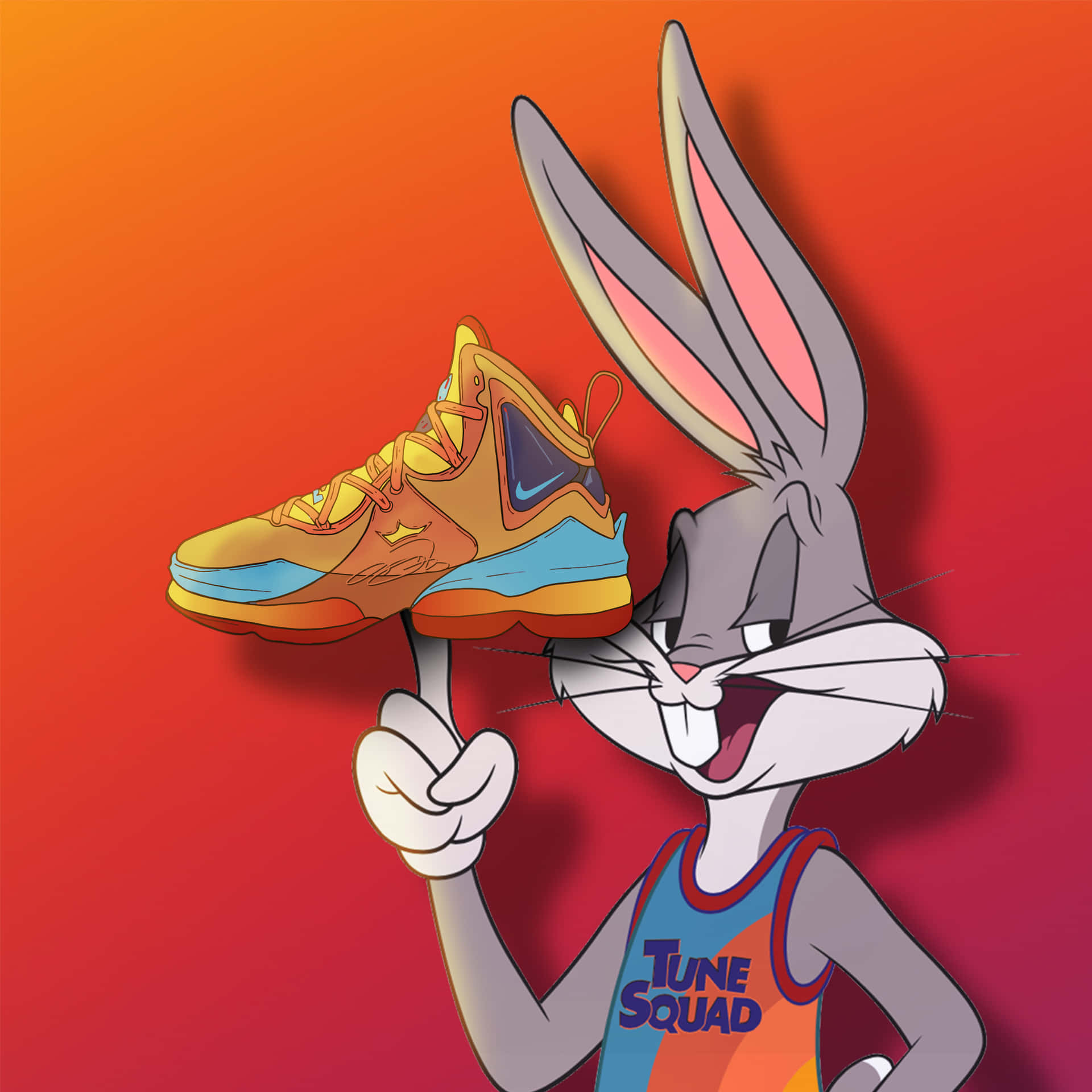 Cool Space Jam Bugs Bunny With Shoe Wallpaper