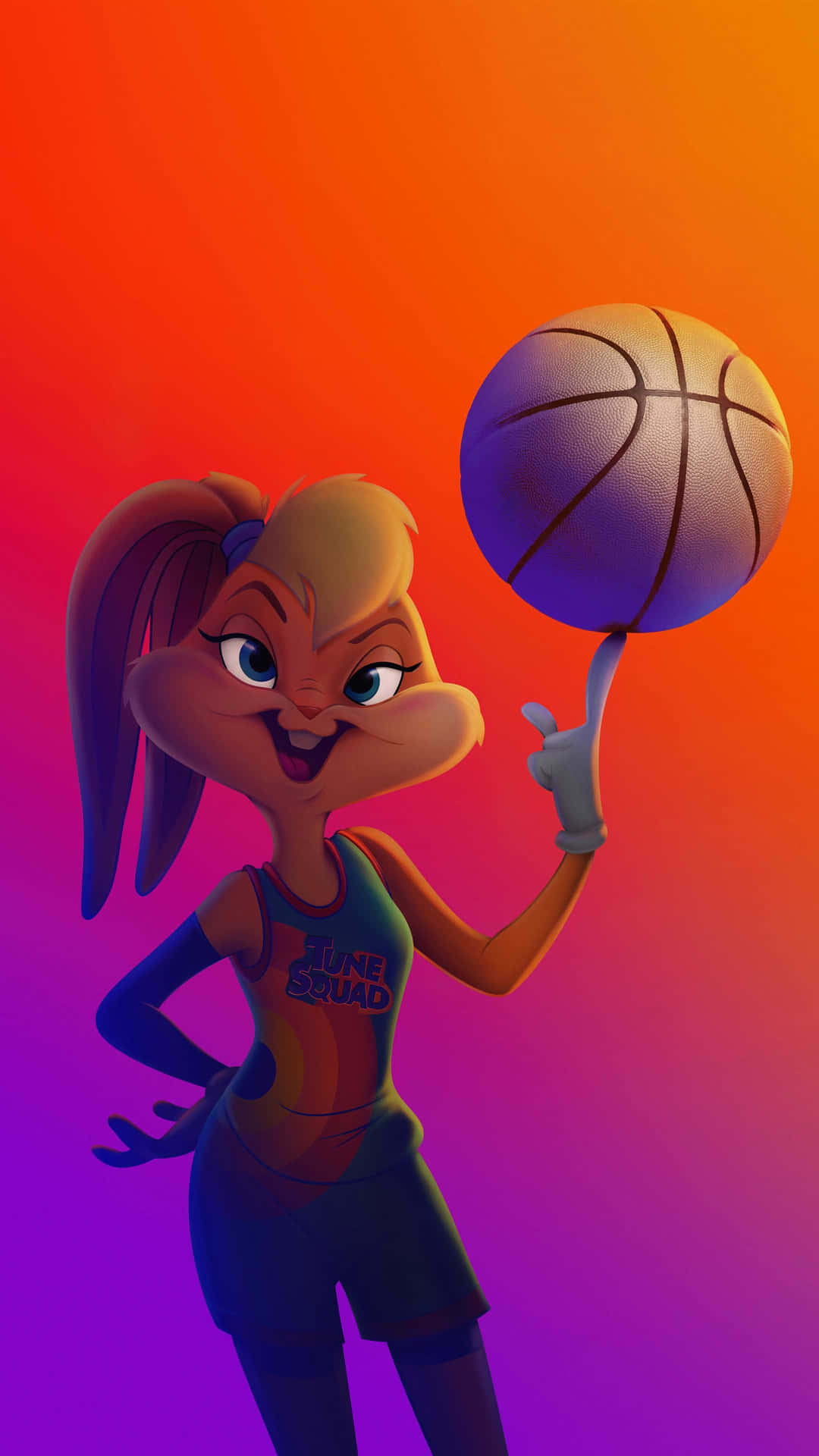 Coole Space Jam Lola Bunny Spinnende Bold Tapet Wallpaper