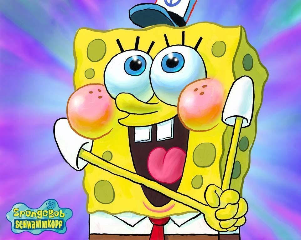 Excited Cool Spongebob In Retro Wallpaper