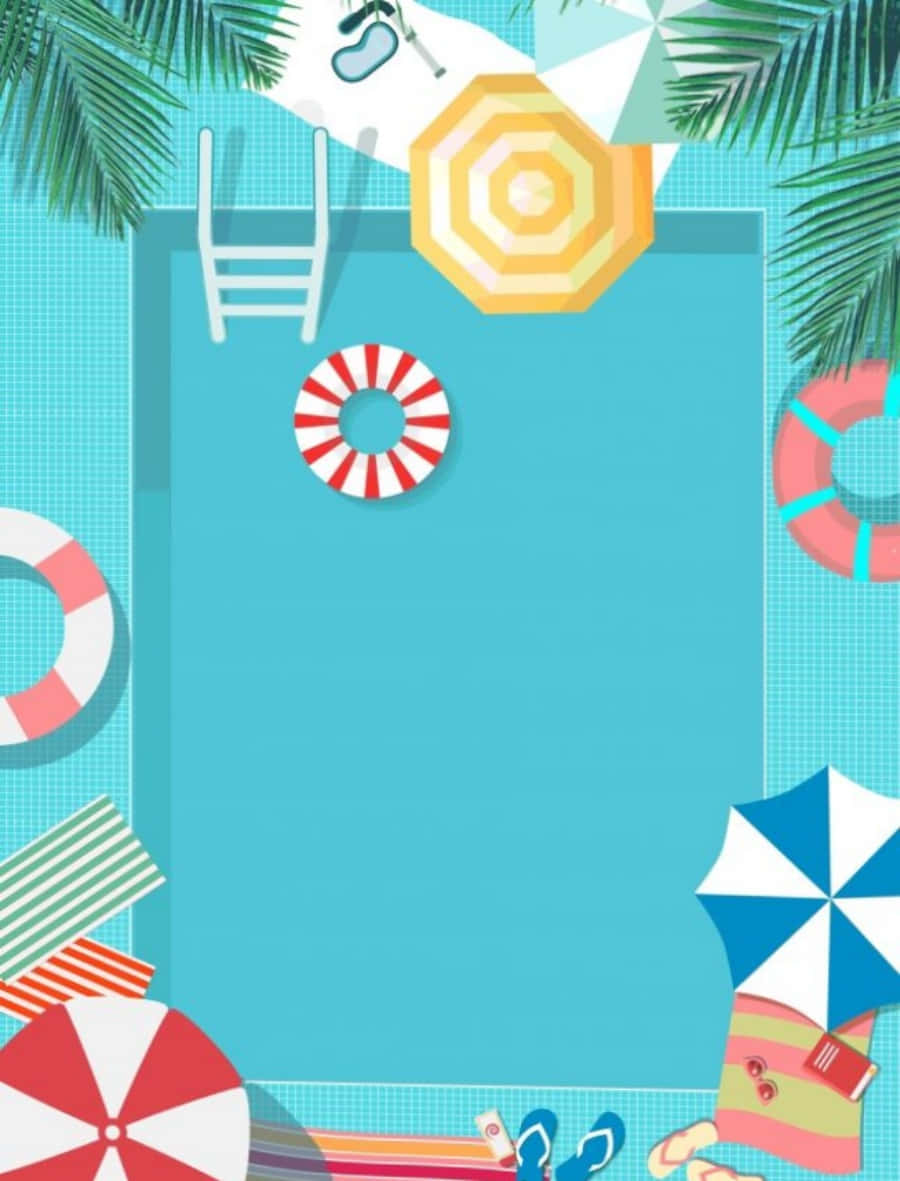 Cool Summer Swimming Pool Graphic Design Wallpaper