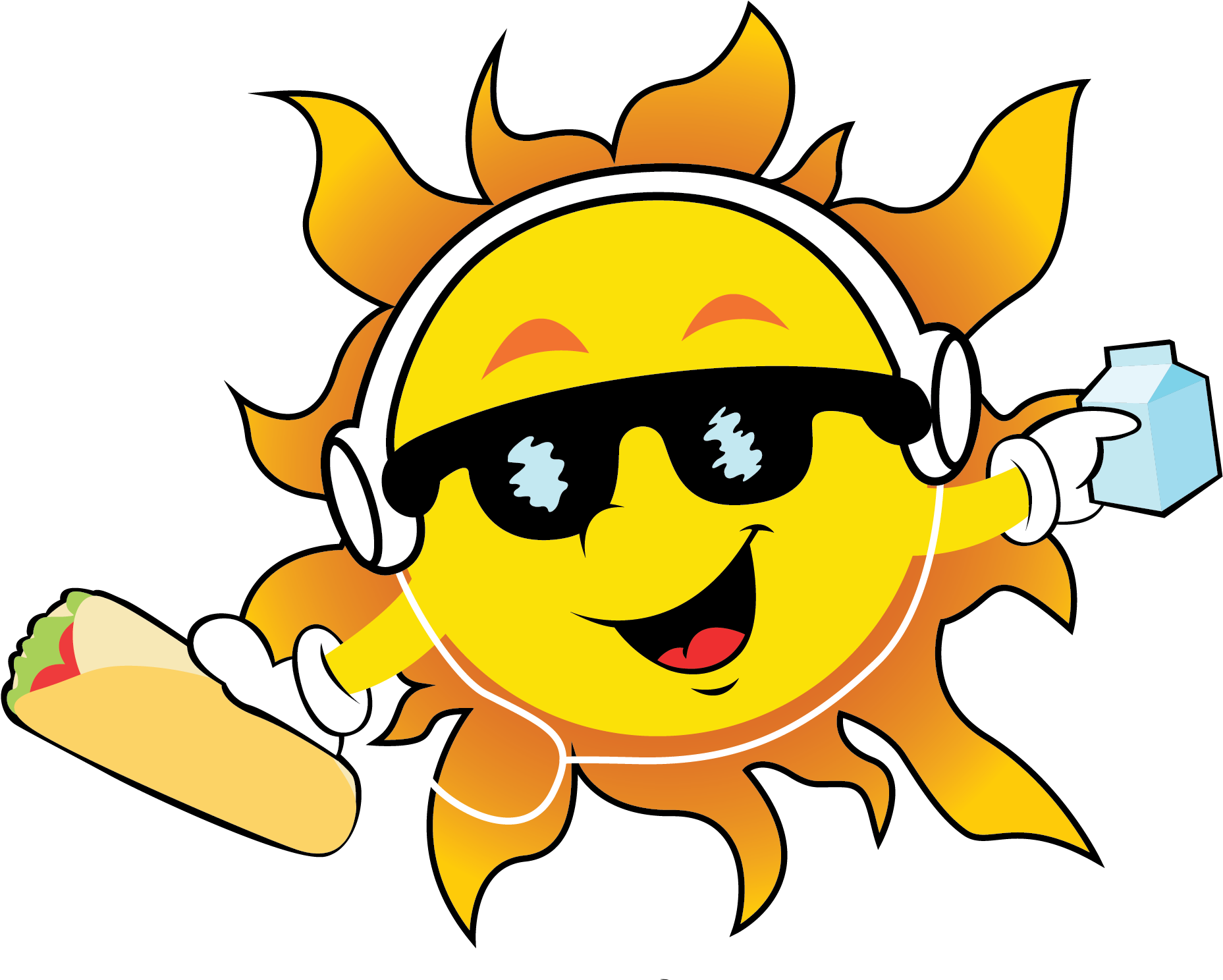 Cool Sun Enjoying Summer Clipart PNG