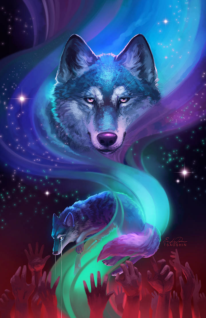 Cool Supernatural Galaxy Wolf Wallpaper