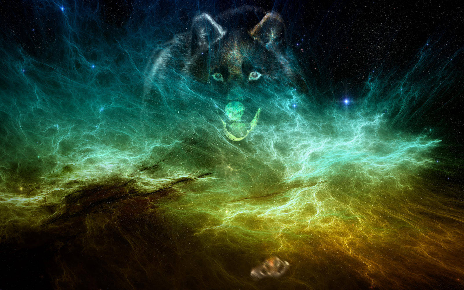 Coolesupernova-galaxie Mit Rennendem Wolf Wallpaper