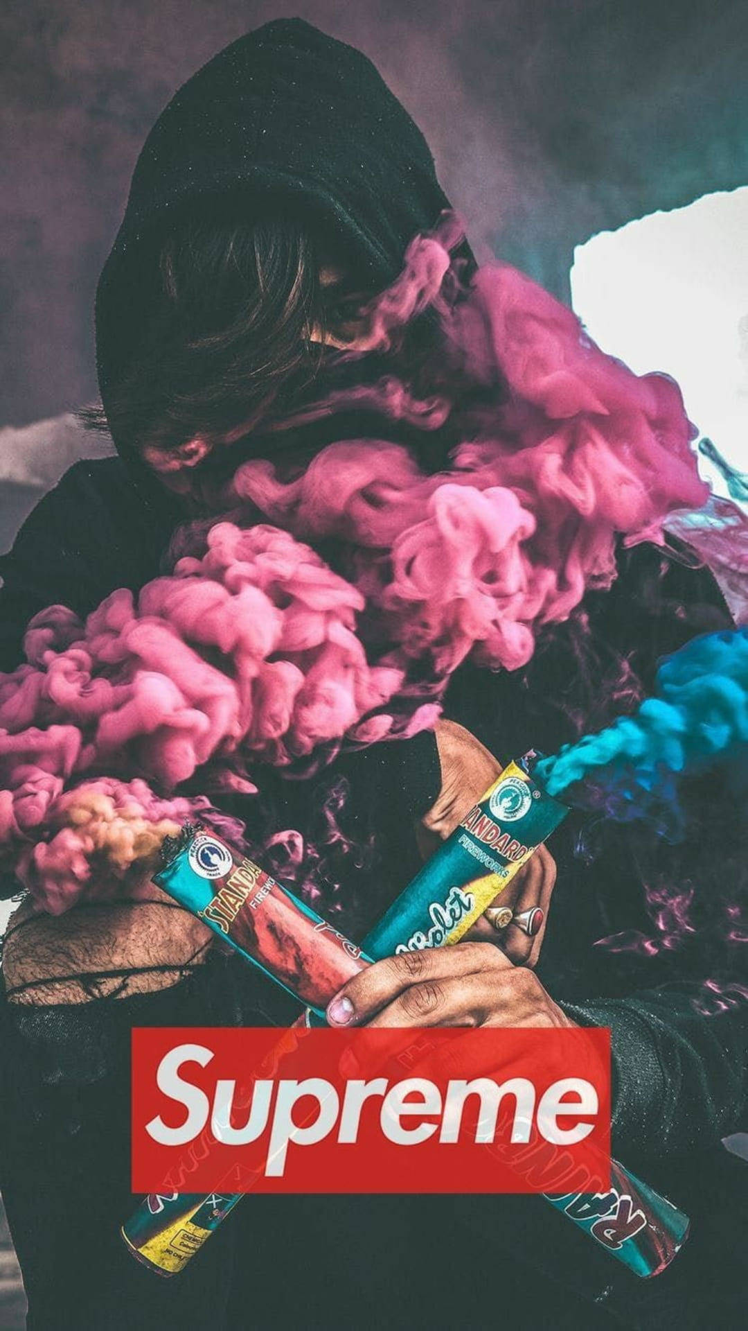 Cool Supreme Colored Smoke Screen Wallpaper