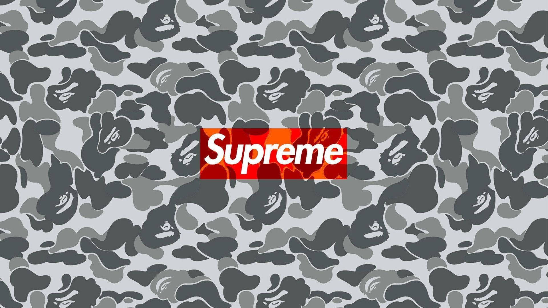 Cool Supreme Grå Camouflage Wallpaper