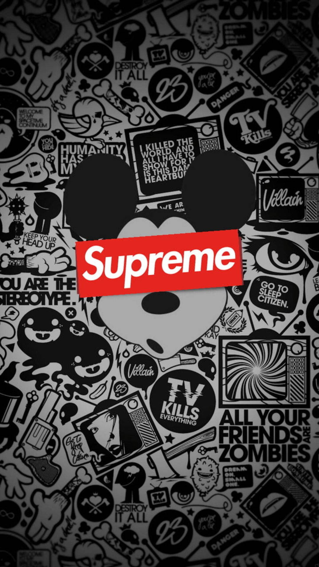 Cool Supreme Mickey Hoved Wallpaper