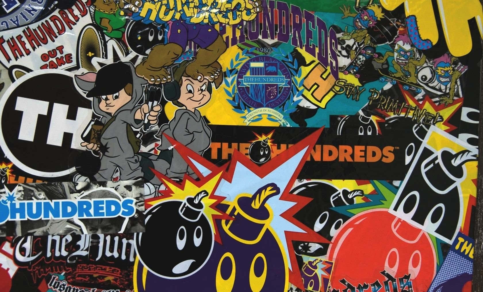 A Collage Of Various Stickers And Other Items Wallpaper