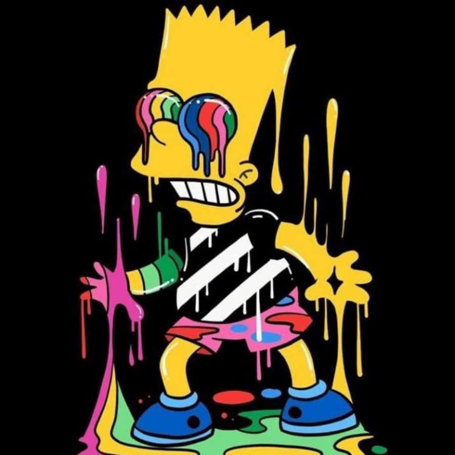 Den Simpsons t-shirt med et farverigt maling sprøjteprint