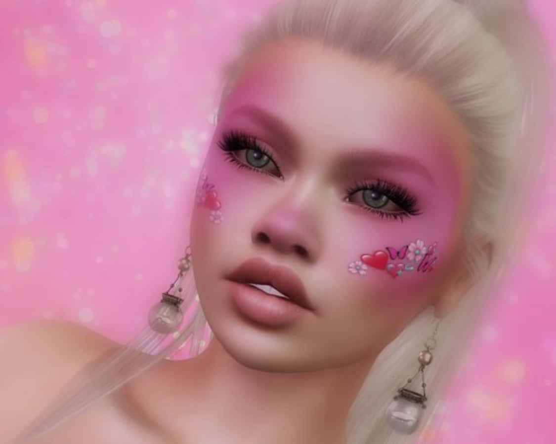 En pige med pink makeup og øreringe