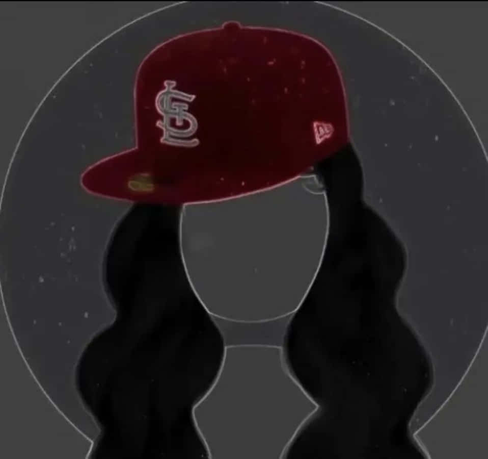 Einefrau, Die Eine St. Louis Cardinals Mütze Trägt.