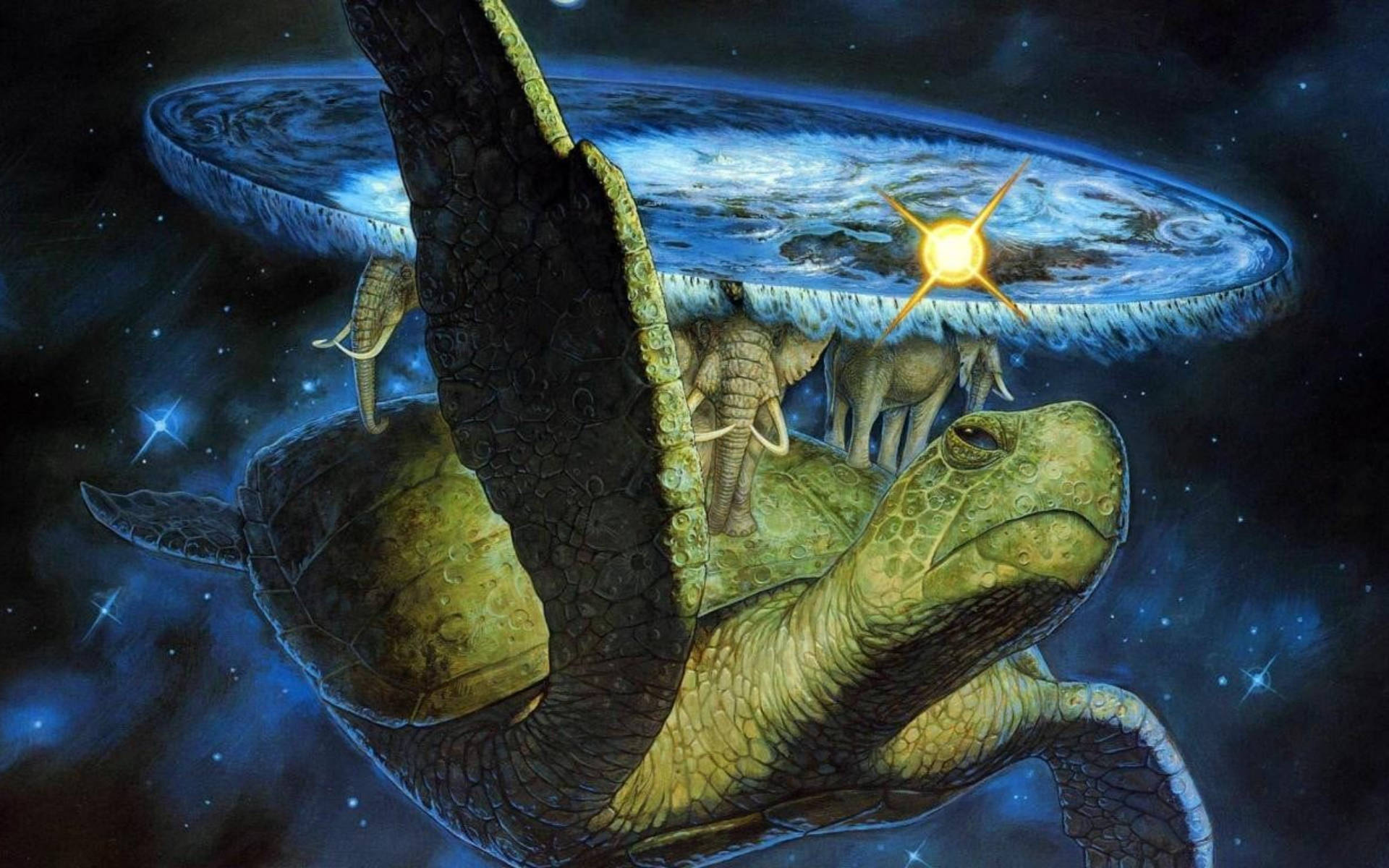 Cool Turtle And Elephant Art Wallpaper