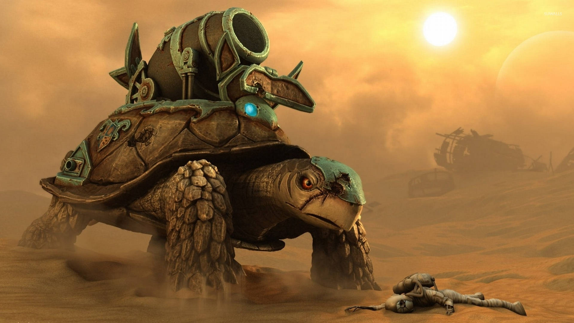 Cool Turtle Fantasy In Desert Wallpaper