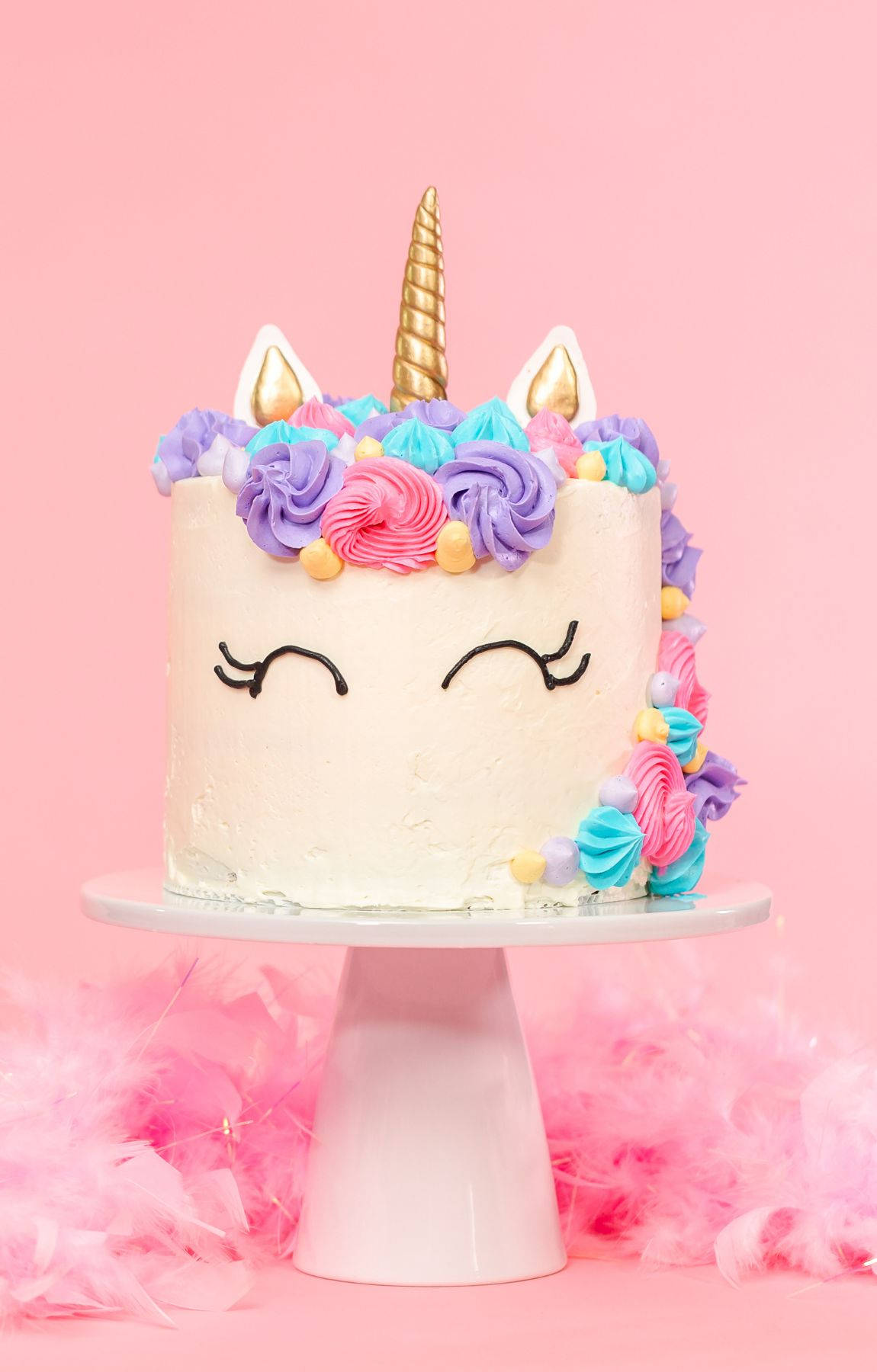 Cool Unicorn Cake Pink Background