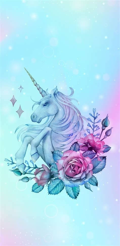 Cool Unicorn Drawing Blue Aesthetic Background