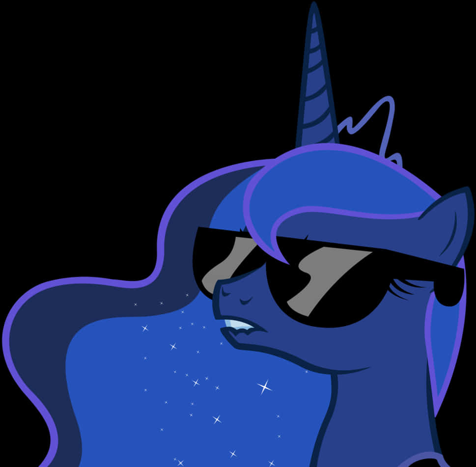 Cool Unicorn Ponywith Sunglasses PNG