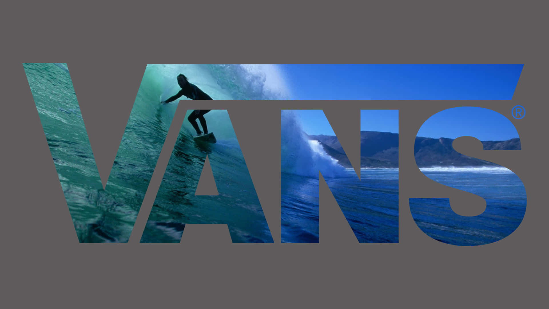 Vans Logo med en surfer der rider en bølge Wallpaper