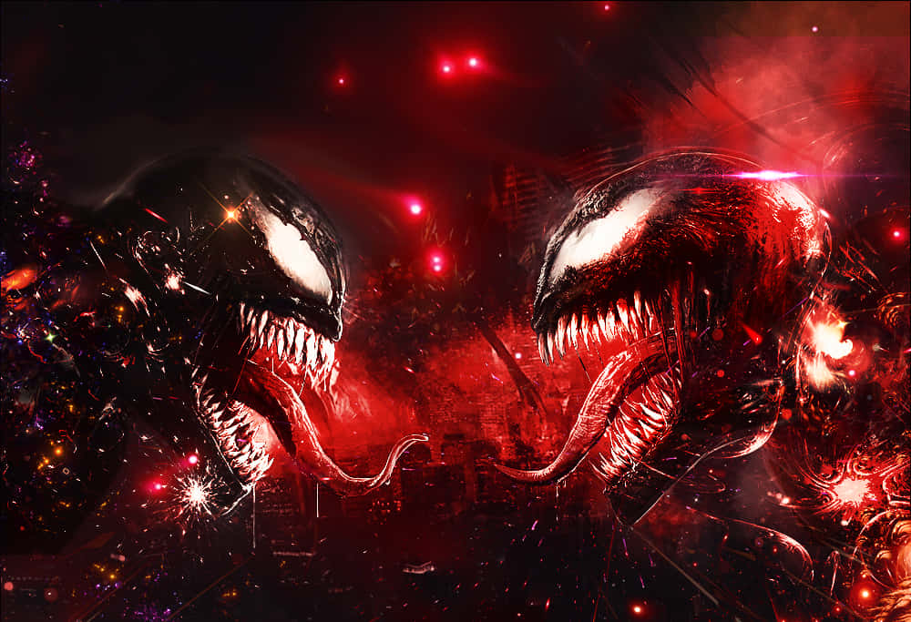 Arte Fantastico Di Venom Vs Carnage Con Scintille Rosse Sfondo