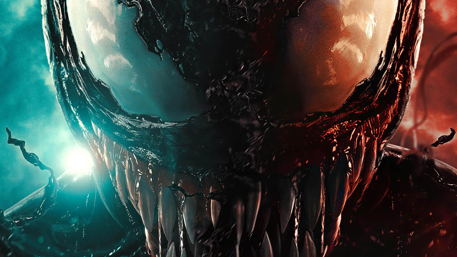 Venom og Carnage engagerer sig i en voldsom kamp! Wallpaper