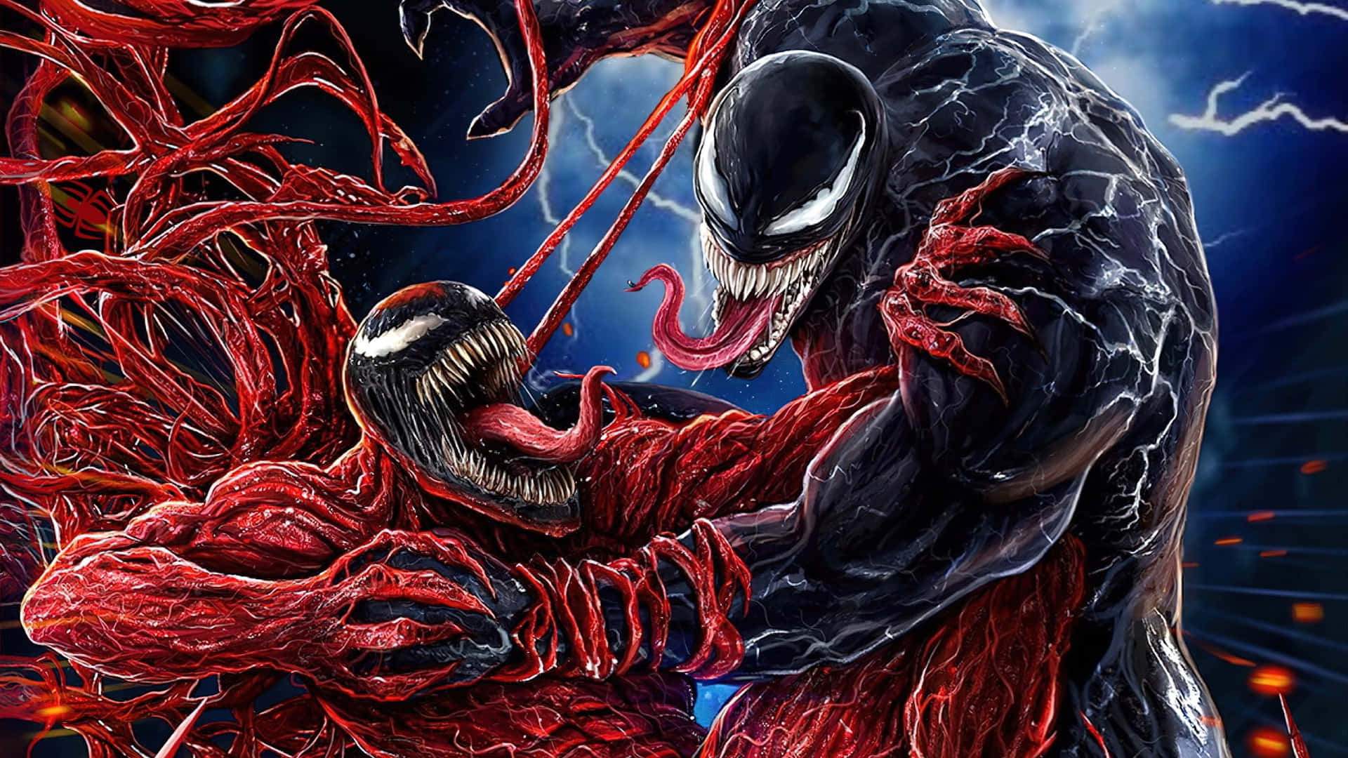 Venomkämpft Gegen Einen Roten Venom. Wallpaper