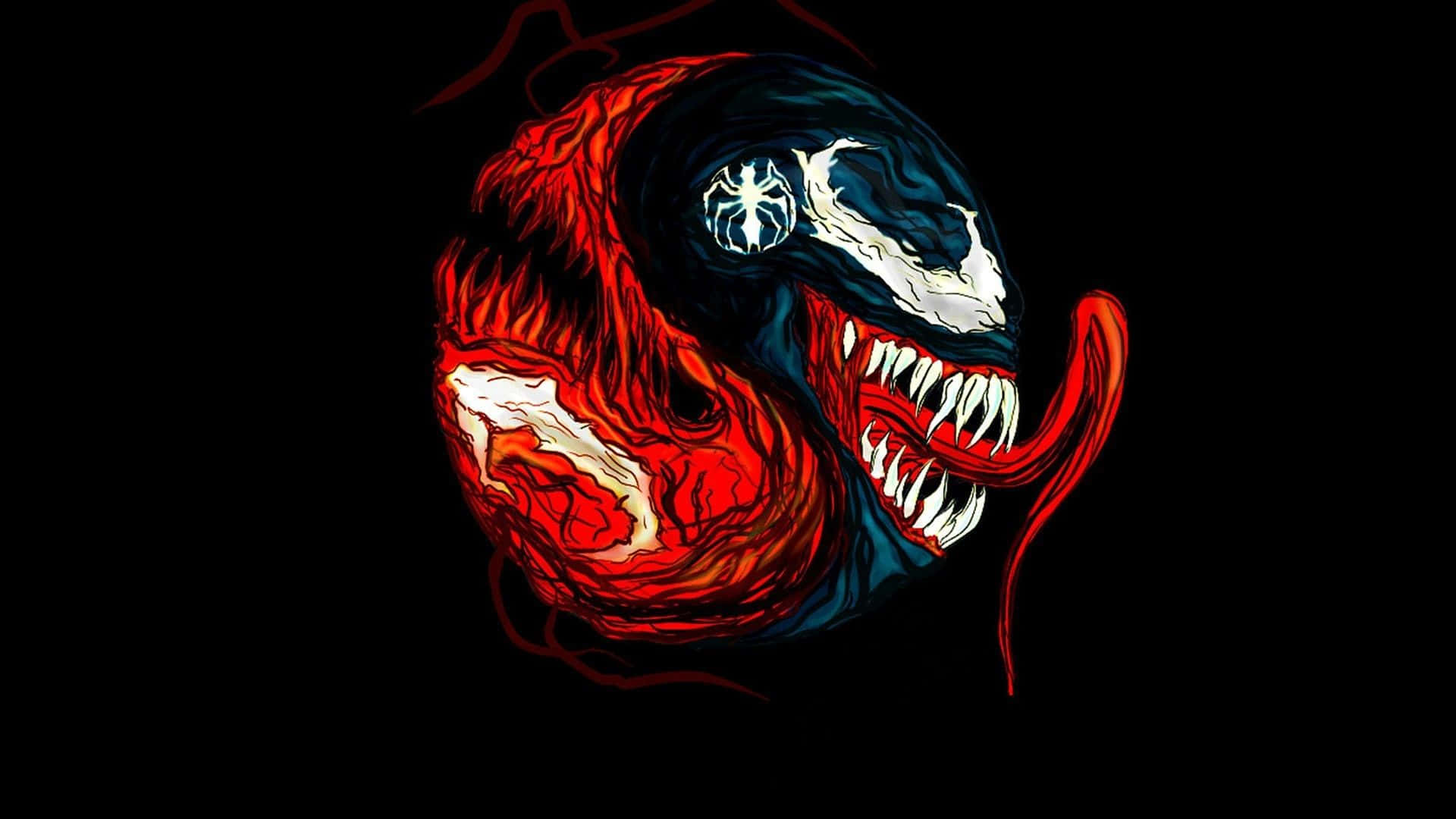 Venom og Carnage kæmper den ud i en stirre-ned af episk proportioner. Wallpaper