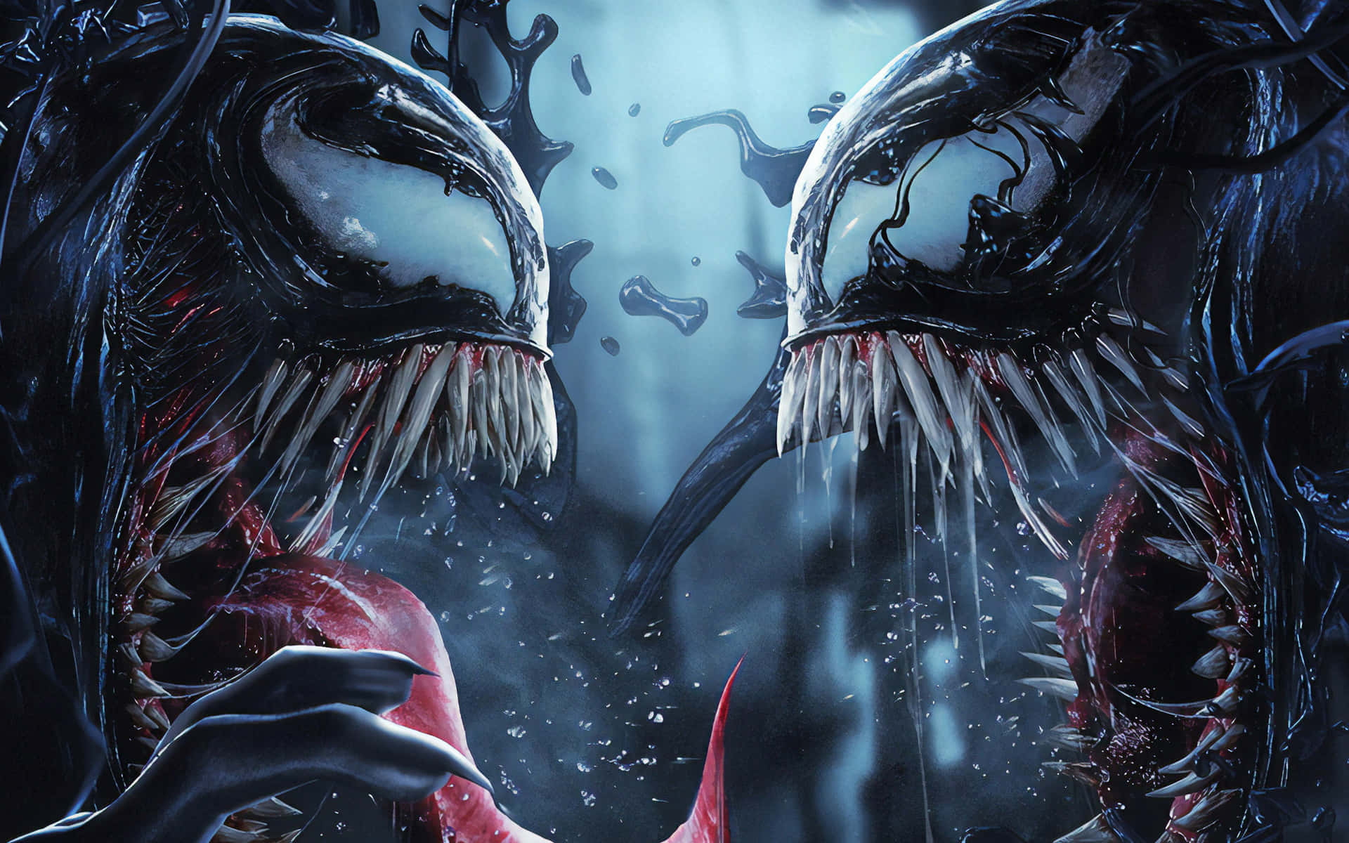 Cool Venom Vs Carnage Black Face-to-face Wallpaper