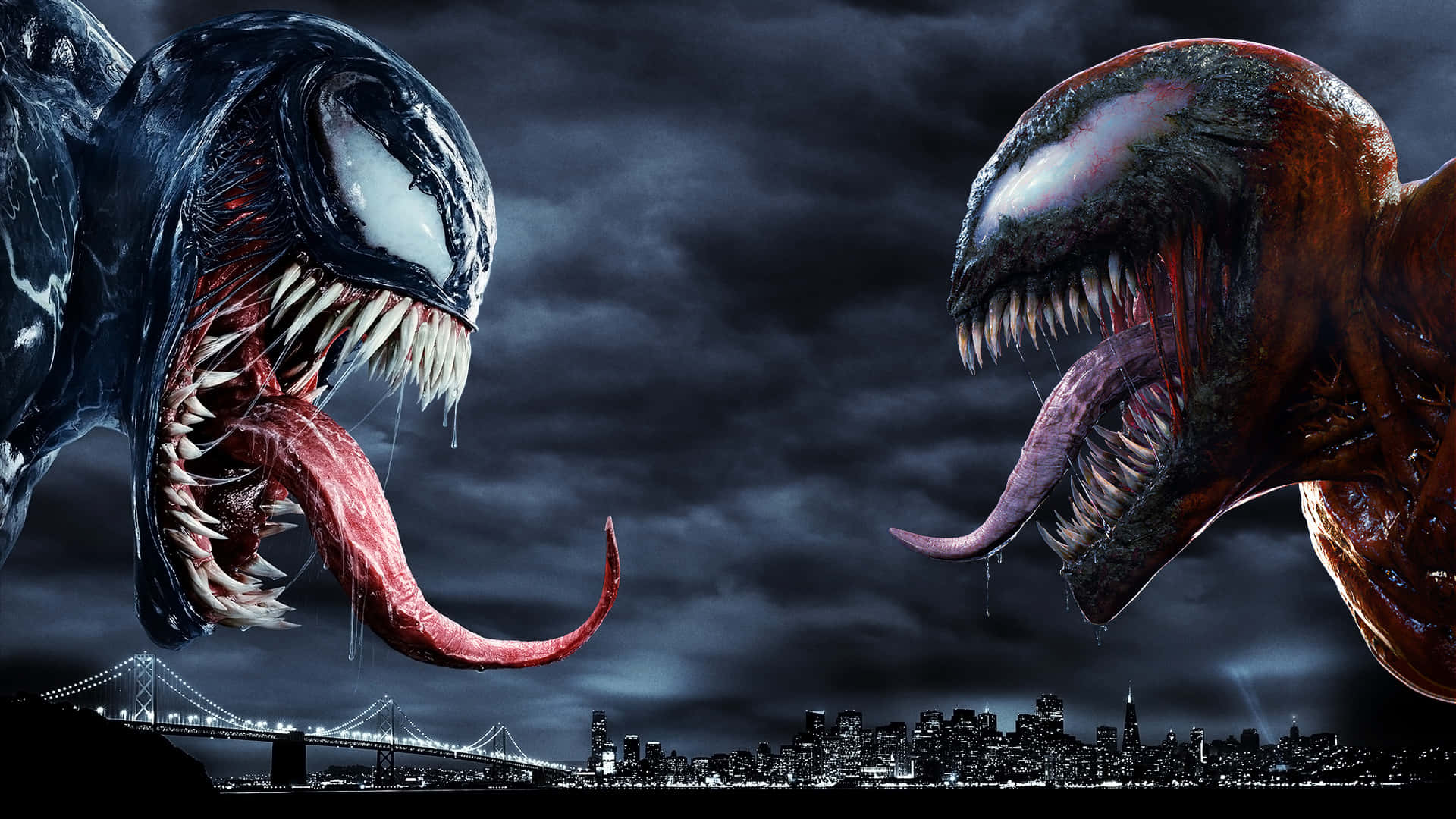 Marvel Showdown: Cool Venom Vs Carnage Animated Battle Wallpaper